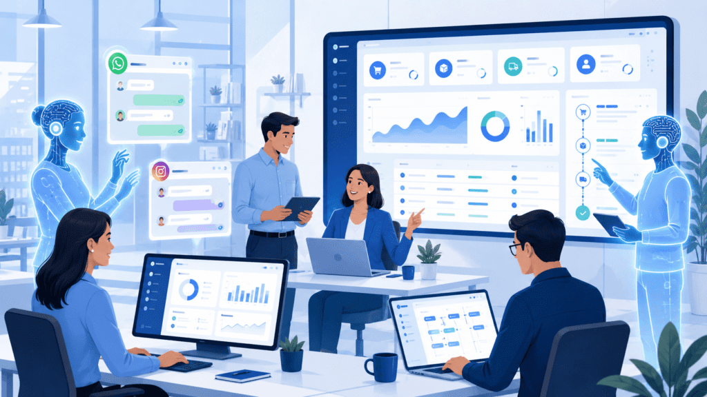 agentes de ia trabajando en una empresa 